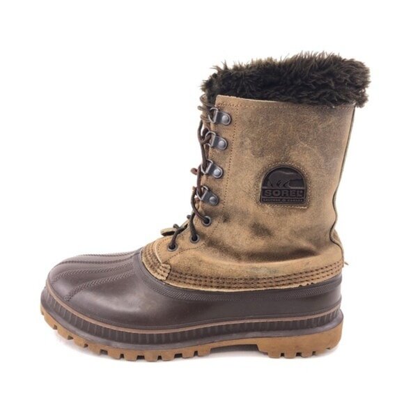 Sorel Brown Leather Waterproof Winter Snow Boots 8 - Picture 1 of 13
